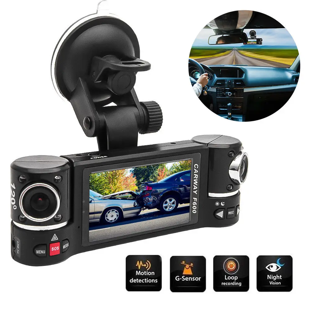 2 7 &quotF600 1080P Автомобильный видеорегистратор с двумя объективами камера DVR ИК