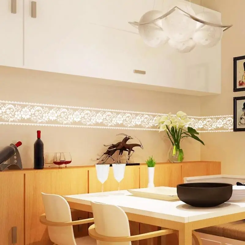 10 см * м кружева цветок наклейки на стену ПВХ водонепроницаемый клей окна стены