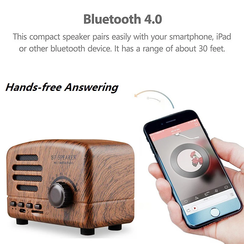 Ретро Bluetooth динамик портативный мини s Поддержка Tf карта Воспроизведение Fm радио