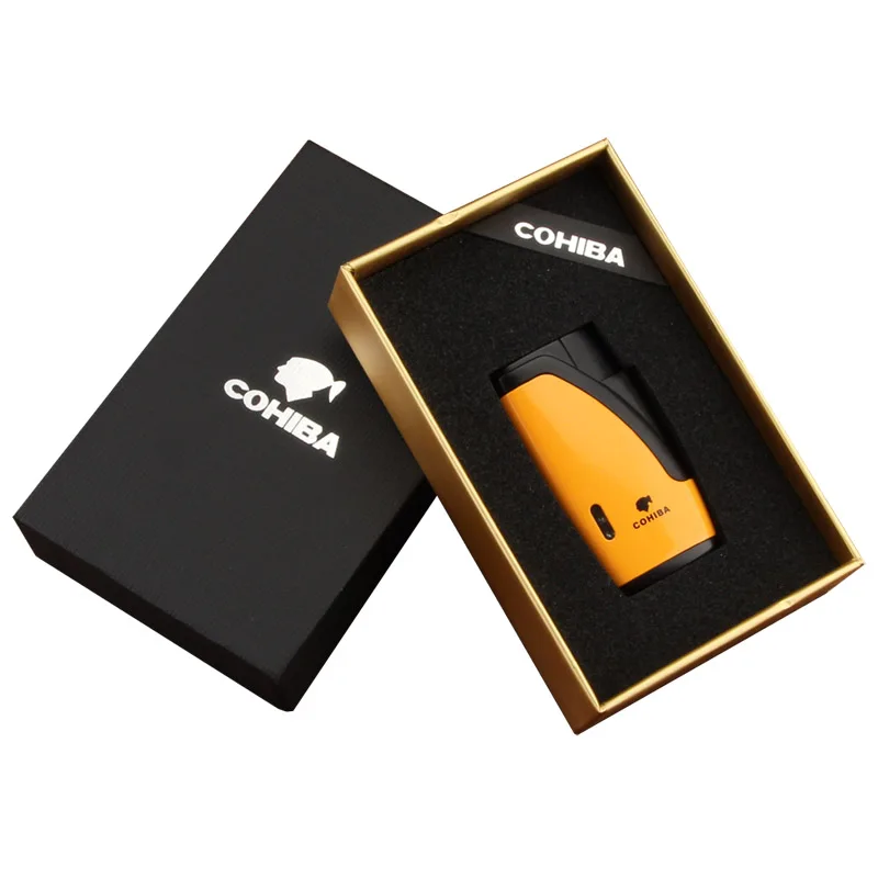 COHIBA зажигалка для сигар фонарь факельная лампа заправляемая газовая с дыроколом