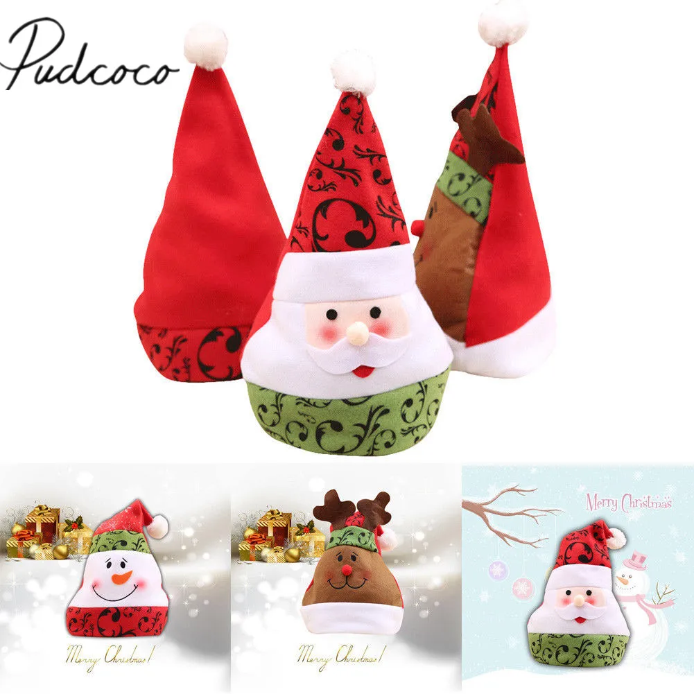 2019 Brand New Unisex Kids Warm Christmas Hat Xmas Santa Claus Elk Snowman Deer Costume Family Gifts For Baby Adult Decor | Детская