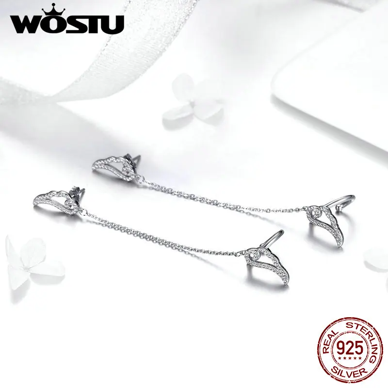 WOSTU оригинал 100% настоящее 925 пробы серебряные серьги гвоздики ювелирное изделие