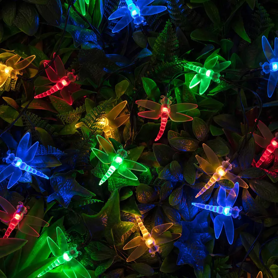 20/30 LED стрекоза форма на солнечных батареях светодиодная гирлянда для улицы газон