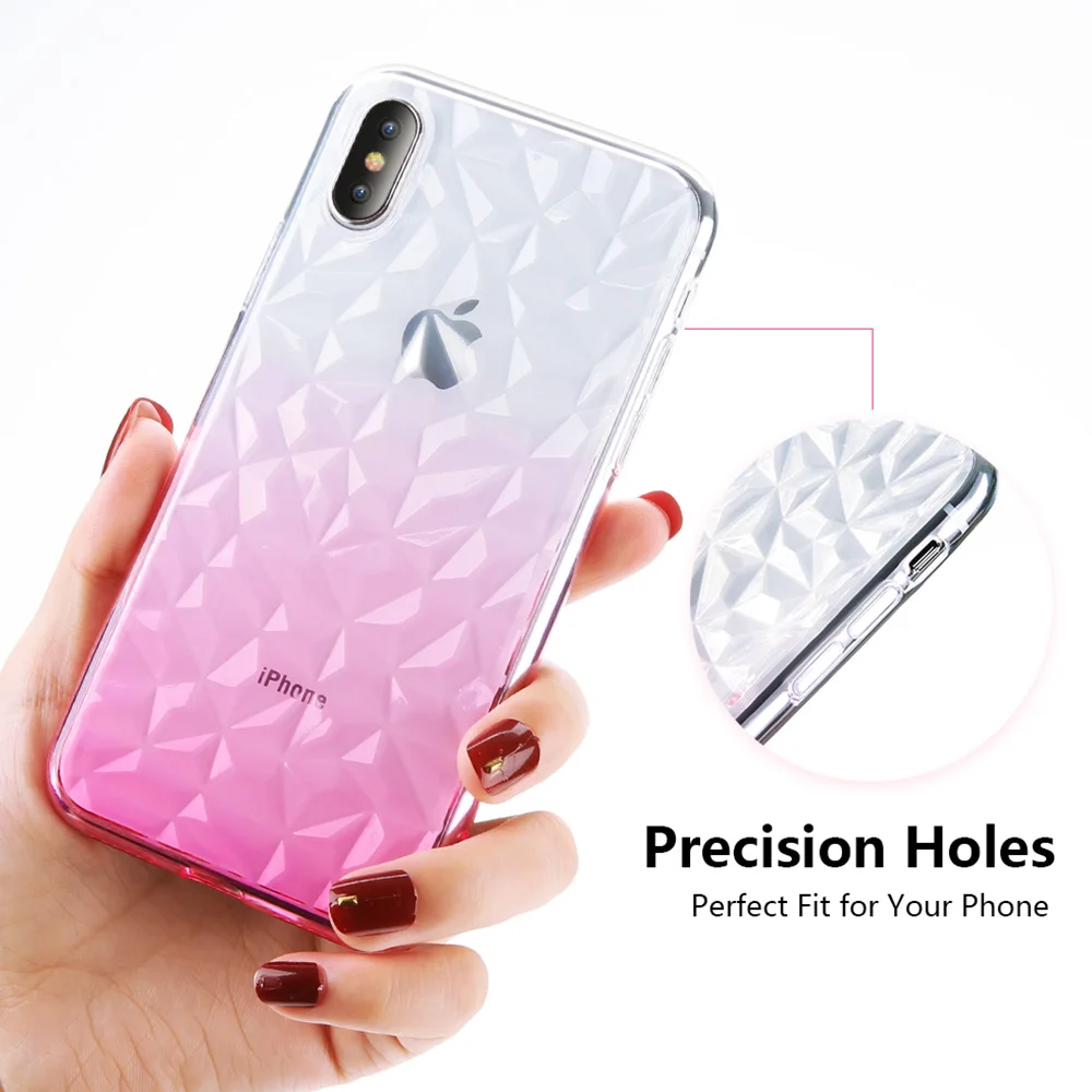 KISSCASE градиентный прозрачный чехол из ТПУ для iPhone 5S 5 SE 6 X с алмазным узором