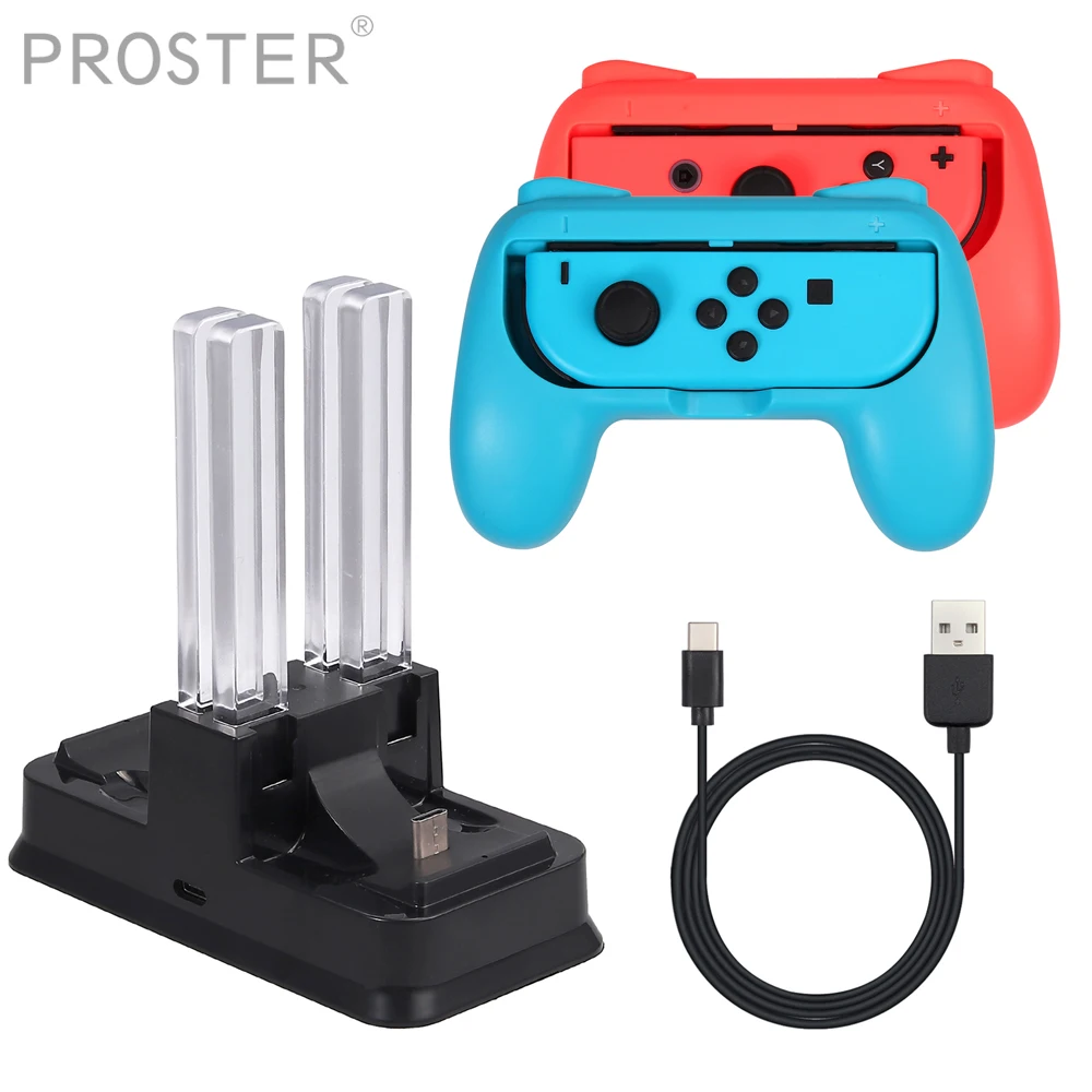 PROZOR для Nintendo Switch Games Grip Caps контроллер зарядное устройство аксессуары комплект