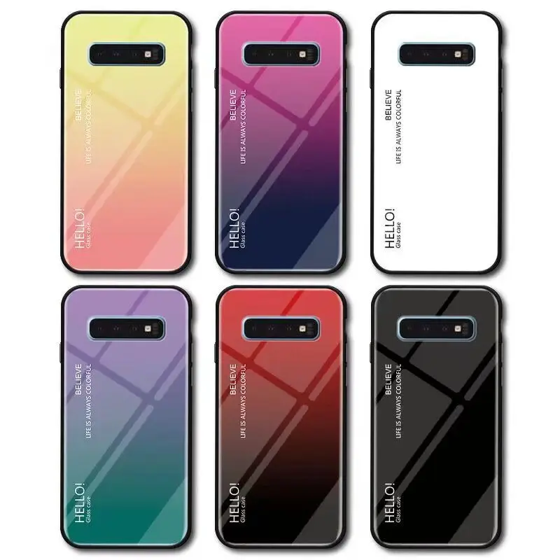 Gradient Tempered Glass Case For Samsung S10 Lite S8 A8 A6 S9 Plus A7 J2 2018 S7 Edge J4 J6 A5 A3 J3 J7 2017 J5 2016 Cover Cases |