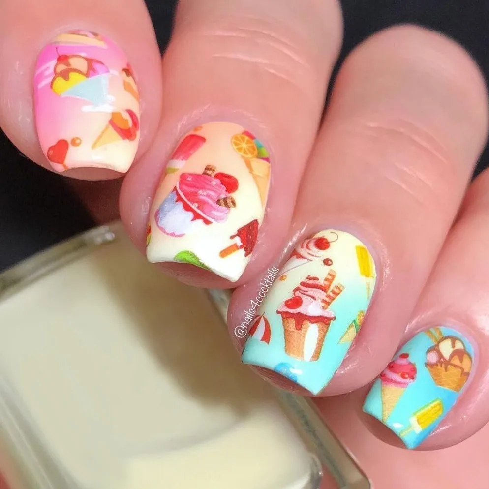Водяная наклейка для ногтей BeautyBigBang 1 шт. дизайн в форме мороженого и десерта DIY