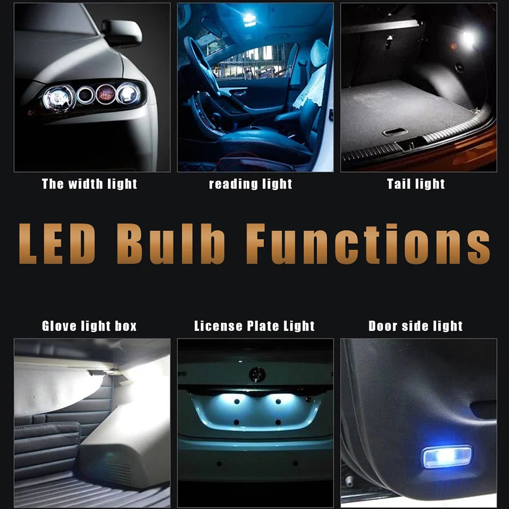 2 шт. светодиодный T10 W5W 3030 6SMD 501 3014 автомобиля тормозных Клиренс купольный