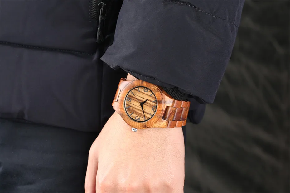 

Casual Wood Mens Wristwatch Quartz Natural Full Wooden Bangle Watchband Dress Men's Watches Top Gifts Item reloj masculino