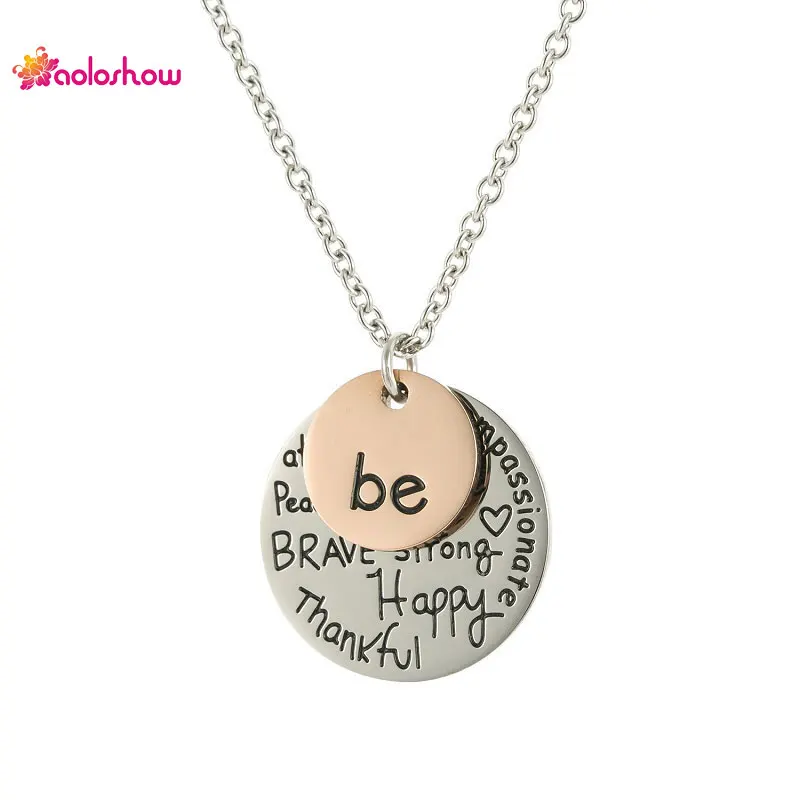 Aoloshow штампованные письмо Цепочки и ожерелья для Для женщин розового золота