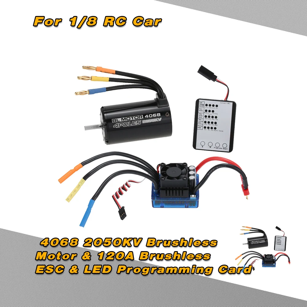 4068 2050KV RC бесщеточный двигатель и 120A ESC & светодиодная карта для программирования