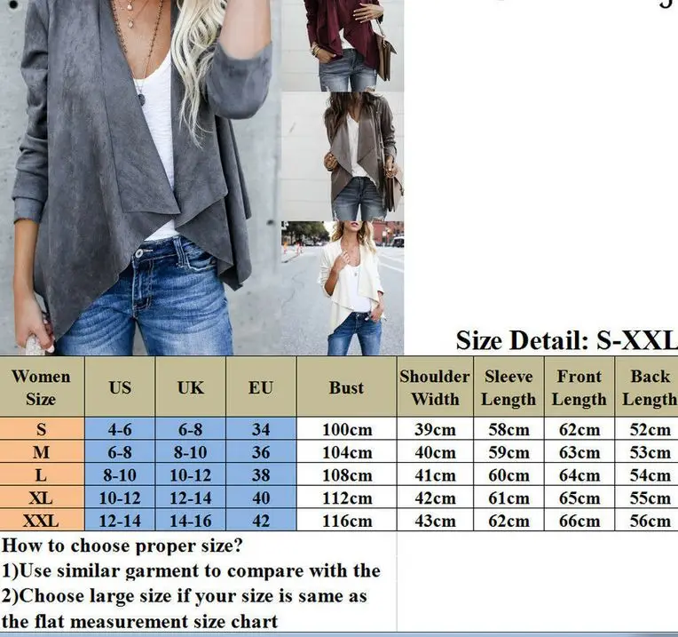 

2019 New Hot Womens Faux Suede Jacket Clothes Ladies Coat Cardigan Long Sleeve