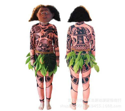 Футболка и штаны с татуировкой Моана Maui для мужчин детей костюм косплея на