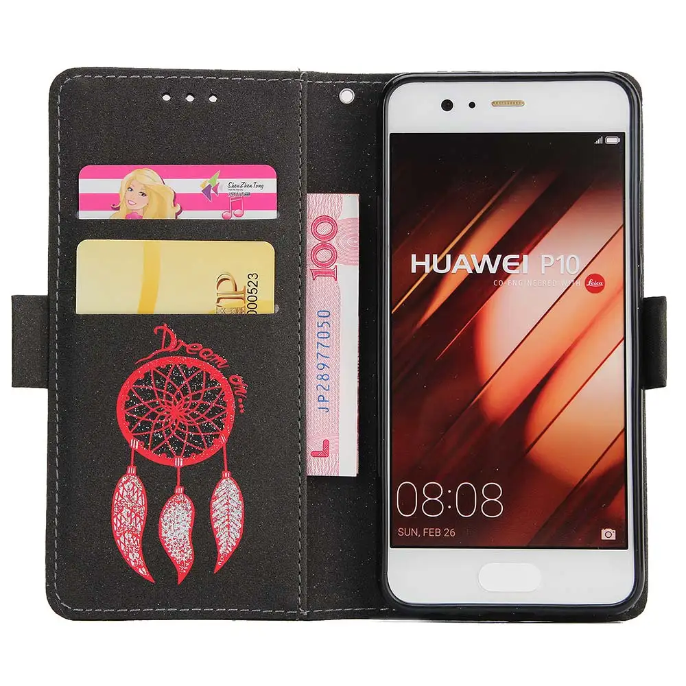 KISSCASE Мода тиснением Музыка Ветра держатель для карт карман чехол телефона Huawei P10