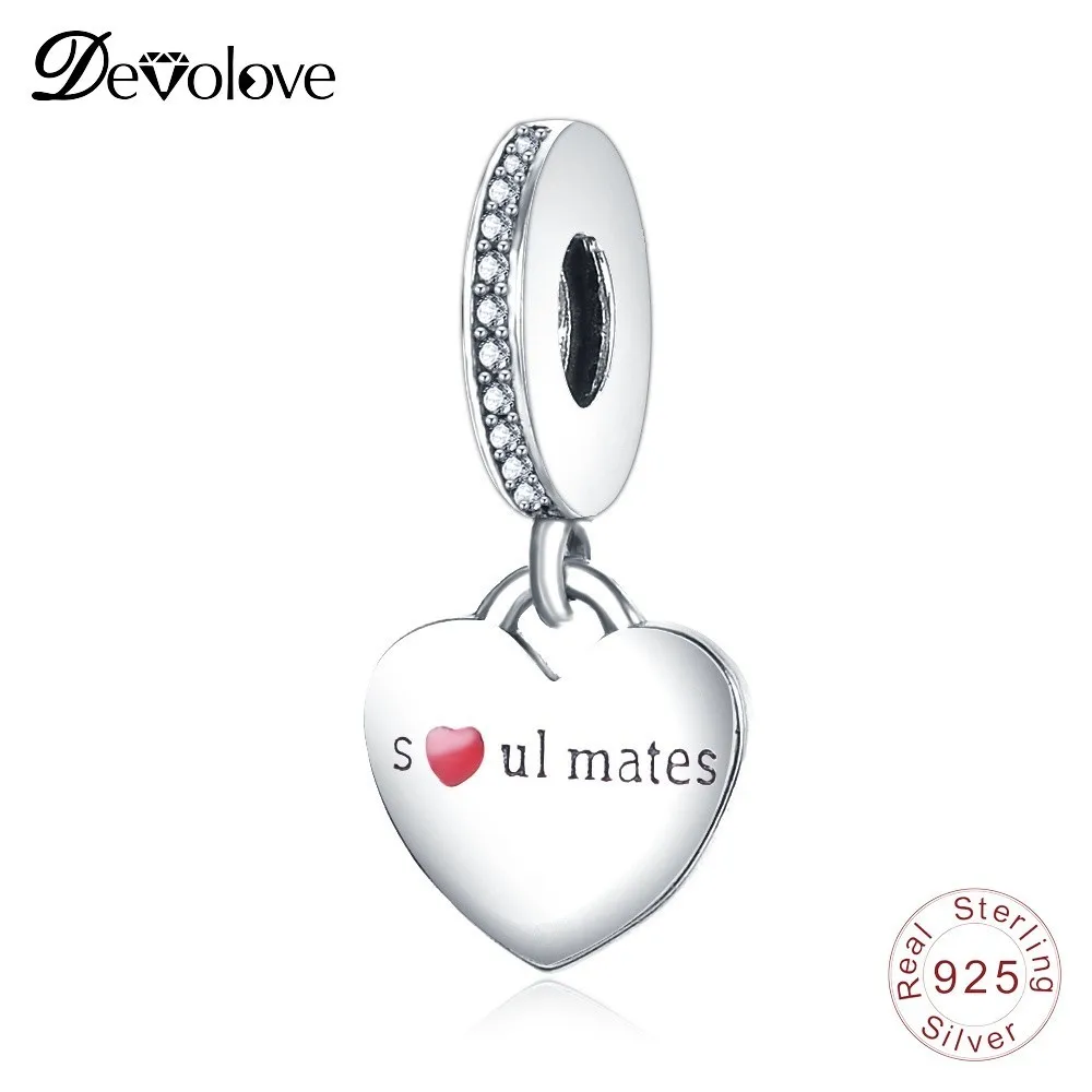 Подвеска Devolove Be Mine Soul Mates 100% бусины из стерлингового серебра 925 DIY аксессуары для