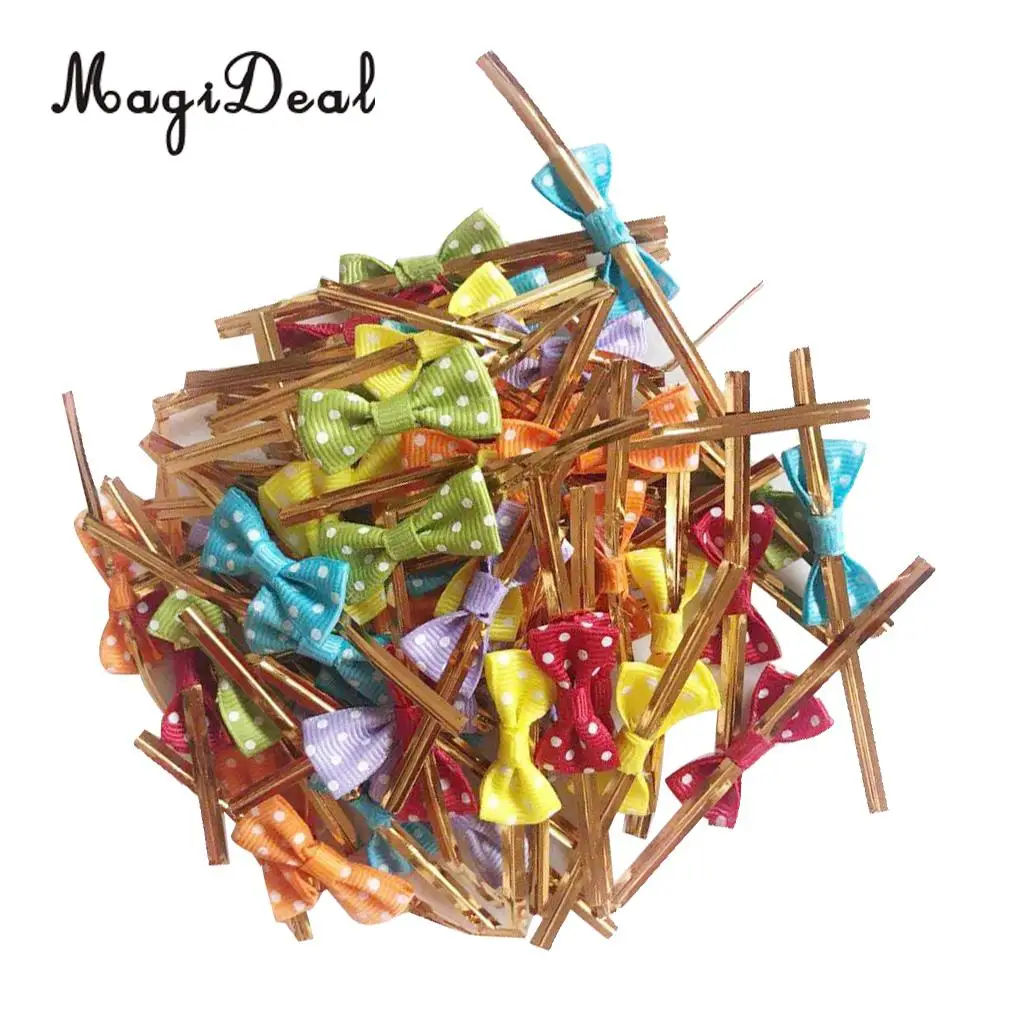 MagiDeal 50 Pieces Bowknot Sealing Wire Bakery Packing Cake Decoration Bow Twist Tie for DIY Art Craft Projects #2 | Дом и сад