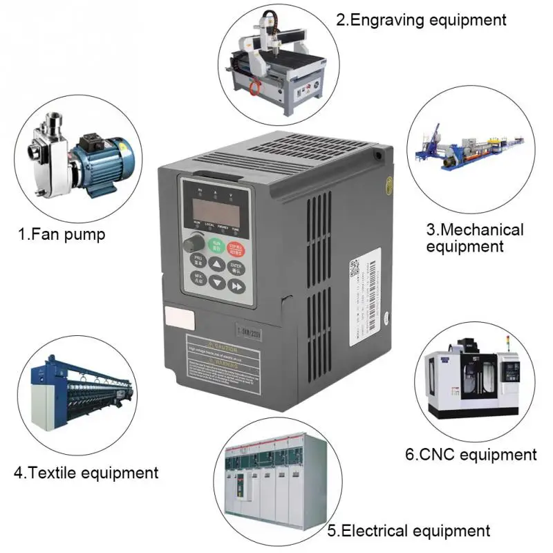 2HP вектор Тип частотный инвертор VFD конвертер 1-Phase 220V постоянного тока до 3-х