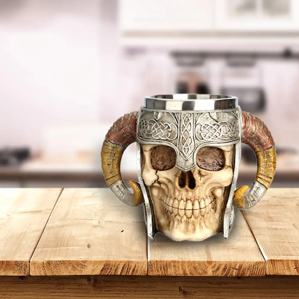 3D кружка из нержавеющей стали с черепом для Хэллоуина украшения дома