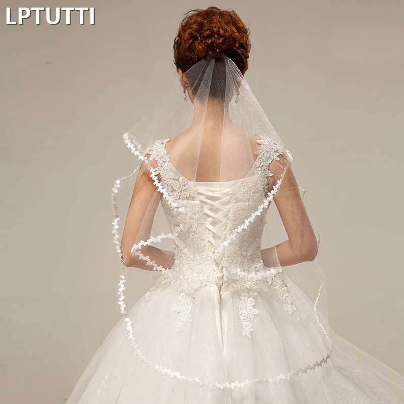 

LPTUTTI laceLace Edge New Short Paragraph Mantilla Marry Headdress Accessories Bridal Wedding Veil With Comb