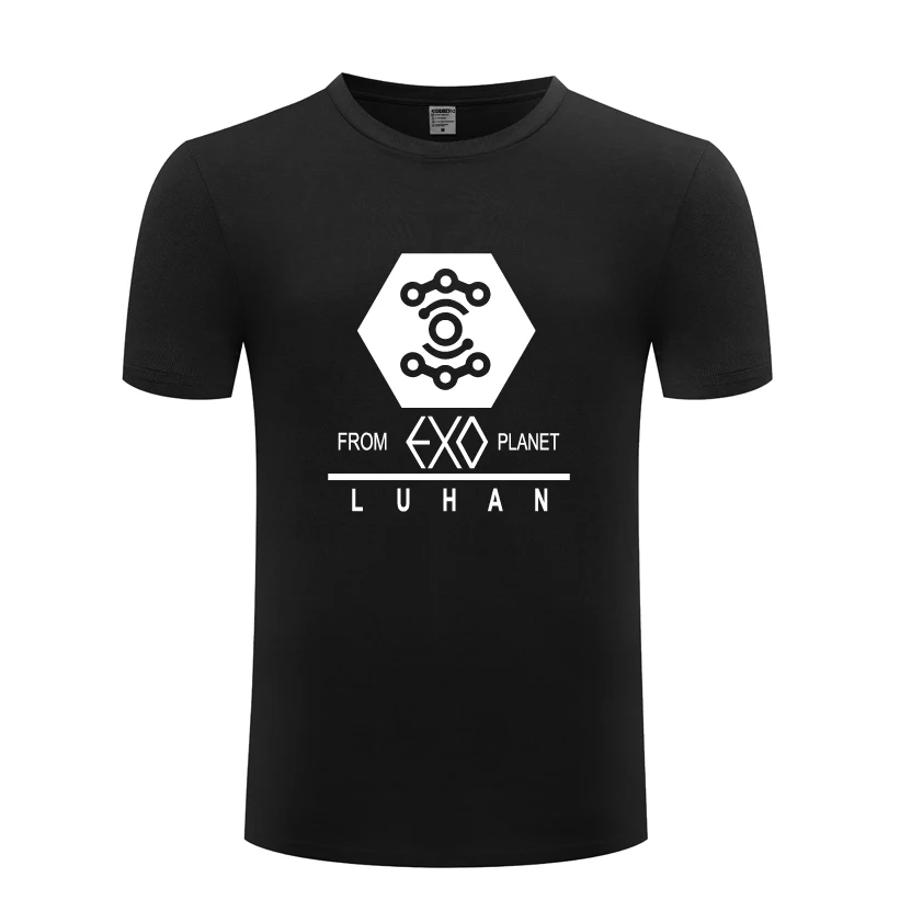 Мужская футболка с круглым вырезом EXO Luhan повседневная хлопковая короткими
