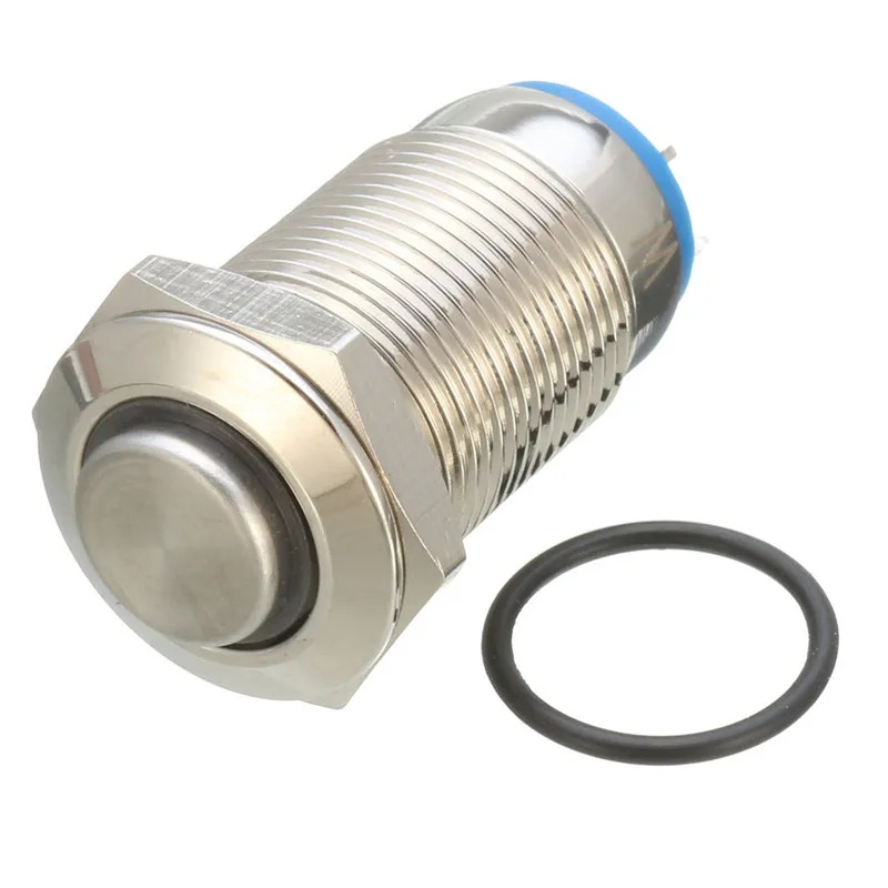 Серебристый 12 мм светодиодный металлический кнопочный фиксирующий