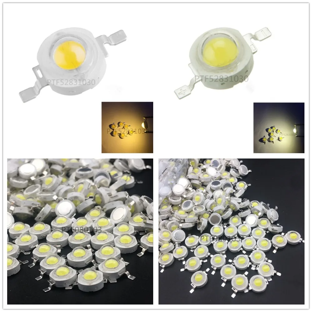 

50pcs Full Watt 1W 3W High Power LED lampCold white 6000K warm white 3000K LEDs Bulb light Emitting Diodes 30mil 45mil Chips