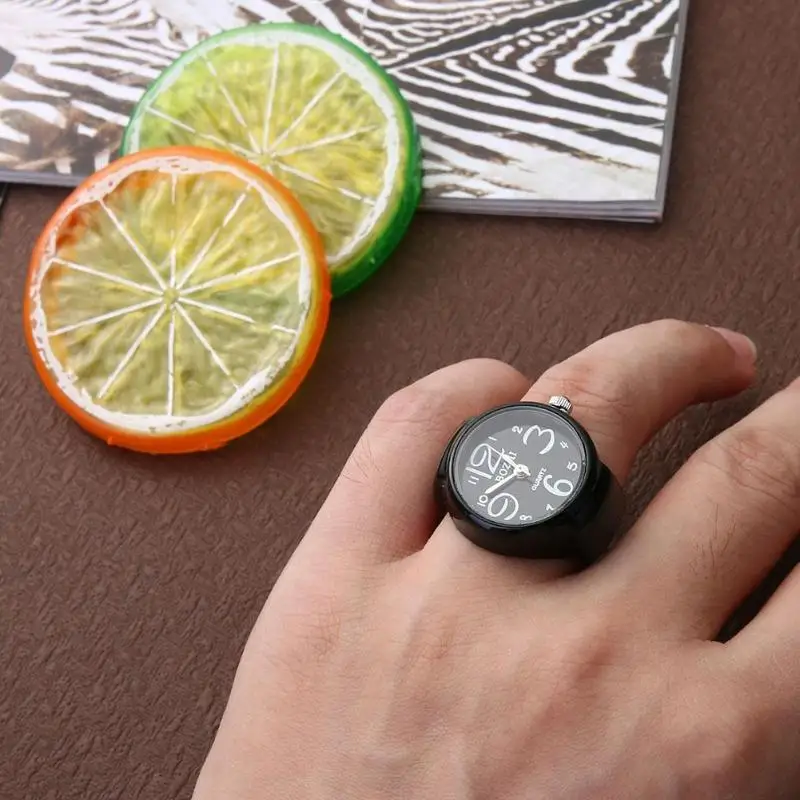 Женское кольцо на палец кварцевые эластичные часы из сплава со стразами для