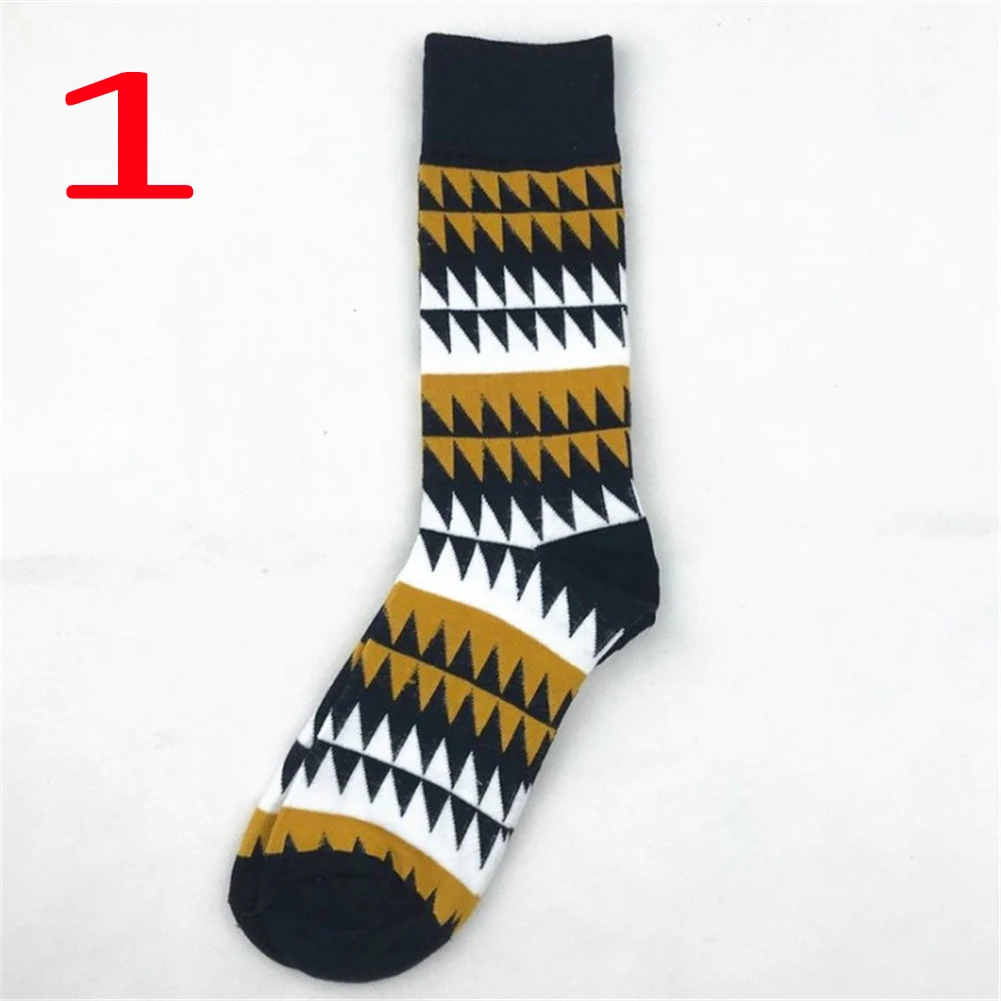 Повседневные теплые хлопковые мужские носки Новинка яркие эластичные полосатые