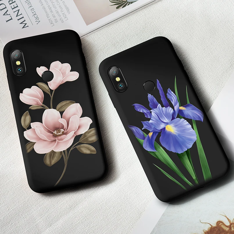 Silicone Case For Xiaomi A2 Lite Flower Plants Cover A1 6 Pro Mi 8 SE Luxury Floral Bumpers Funda Coque |