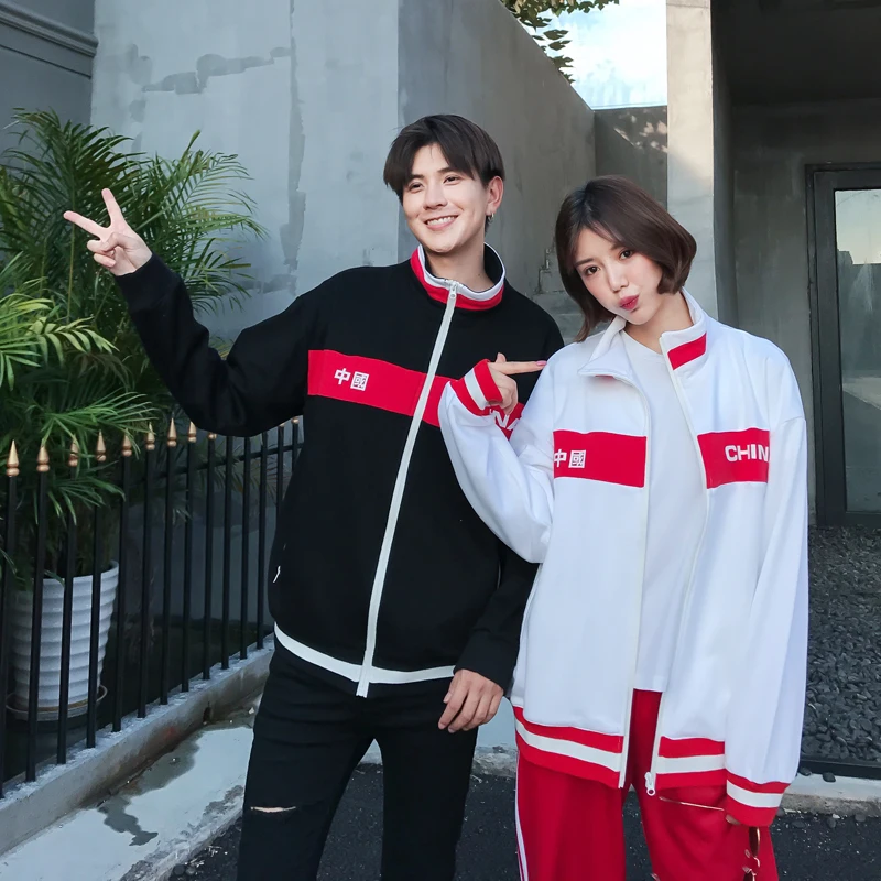 2018 Autumn Men's New streetwear Lovers Dress Spelling Color Stand Lead loose Written Words Printing Ulzzang Baseball Take Class | Мужская