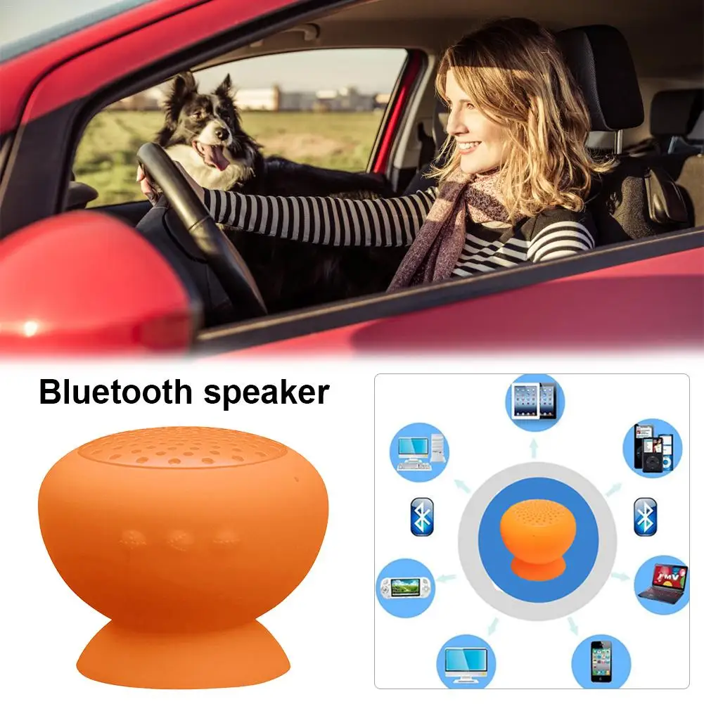 Bluetooth Speaker Waterproof Micro USB Silicone Handsfree Microphone Mic Suction Wireless MP3 Player Phone Holder | Электроника