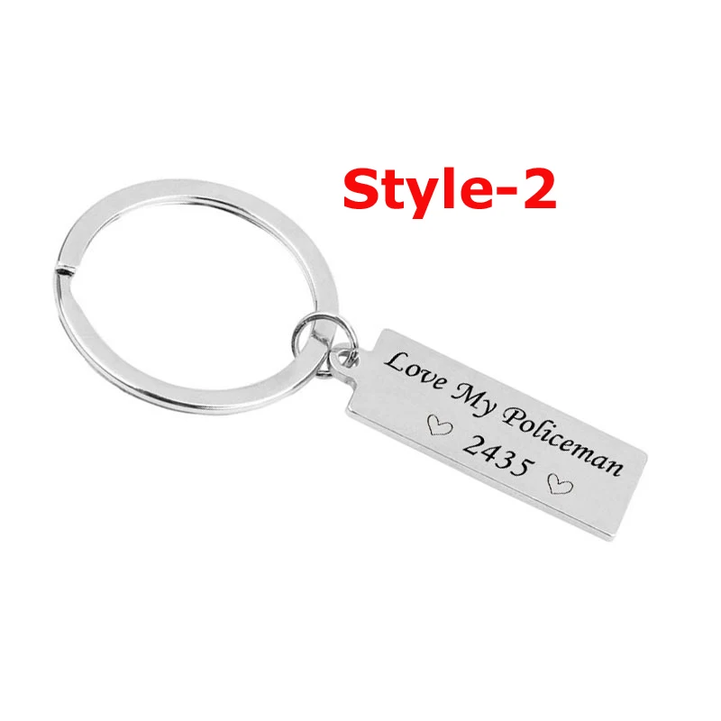 Police Wife Gift - Love My Policeman Officer Key Chain Badge Number Cuffs Hat Stamped Keyring Chains | Украшения и аксессуары