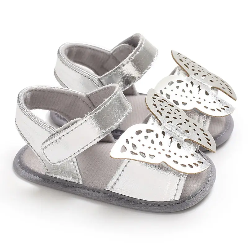 Butterfly baby sandals solid PU leather girls boys summer shoes Nonslip soft sole infant toddler |