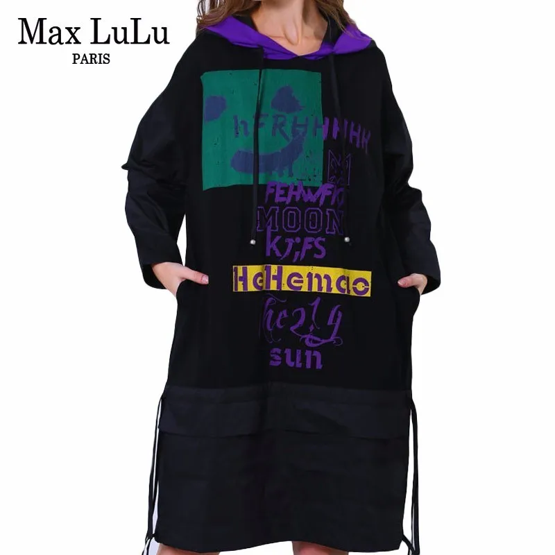 Max LuLu/2019 весеннее японское дамское уличная одежда с капюшоном женское лоскутное