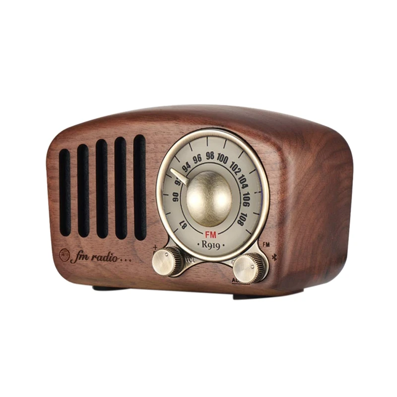 Винтажное радио ретро Bluetooth динамик-грецкий орех деревянный fm-радио сильный бас