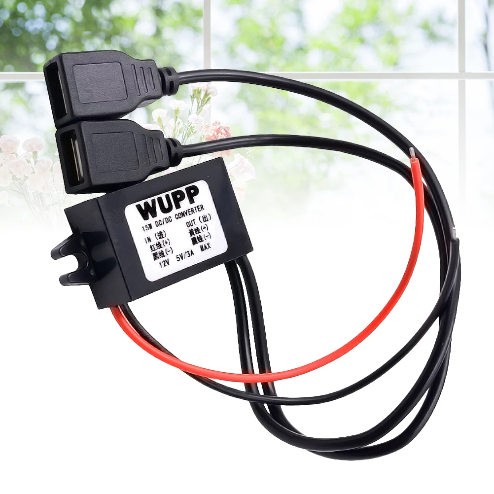 1 шт.. двойной кабель USB DC автомобильный конвертер Блок питания 12 В к Ouput 5 в 3A