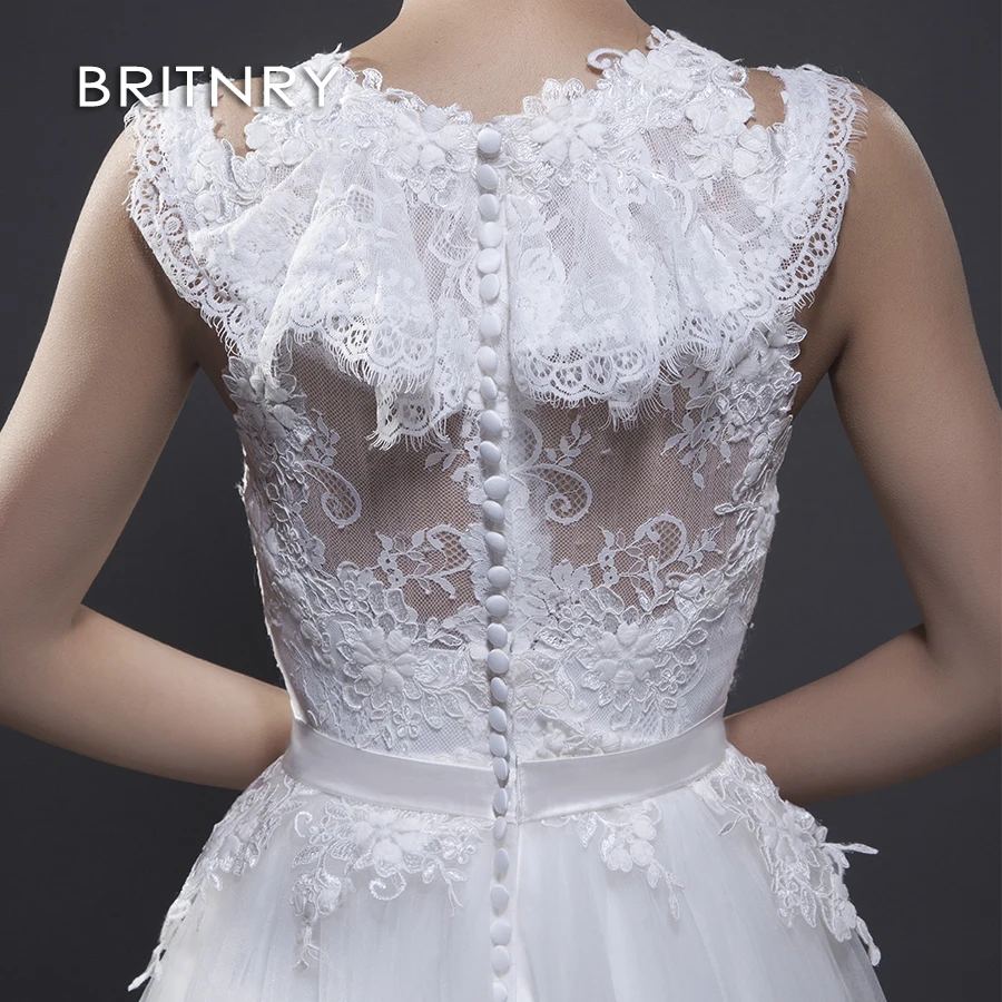 

BRITNRY Vestido de noiva Lace And Tulle Bride Wedding Dress 2020 Princess A-line Sleeveless Wedding Gown Custom-made