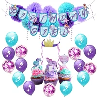 28pcs mermaid party decorations girls birthday party supplies with head accessoires confetti balloon cake topper birthday banner