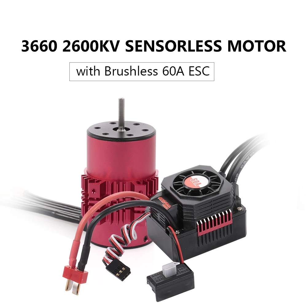 1/10 1/8 RC бесщеточный автомобильный двигатель 3660 2600KV с теплоотводом и 60A ESC BEC