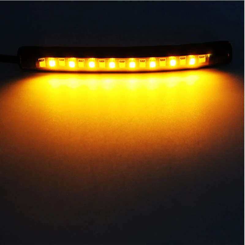 Пара 17LED гибкий полосатый свет для бара Белый Янтарный указатель поворота