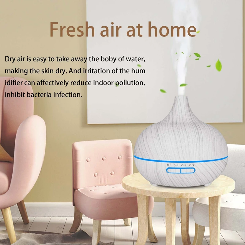 300Ml Electric Humidifier Aroma Oil Diffuser Ultrasonic White Wood Grain Air Purifier With 7 Colors Led Lights For Home Us Plu | Бытовая