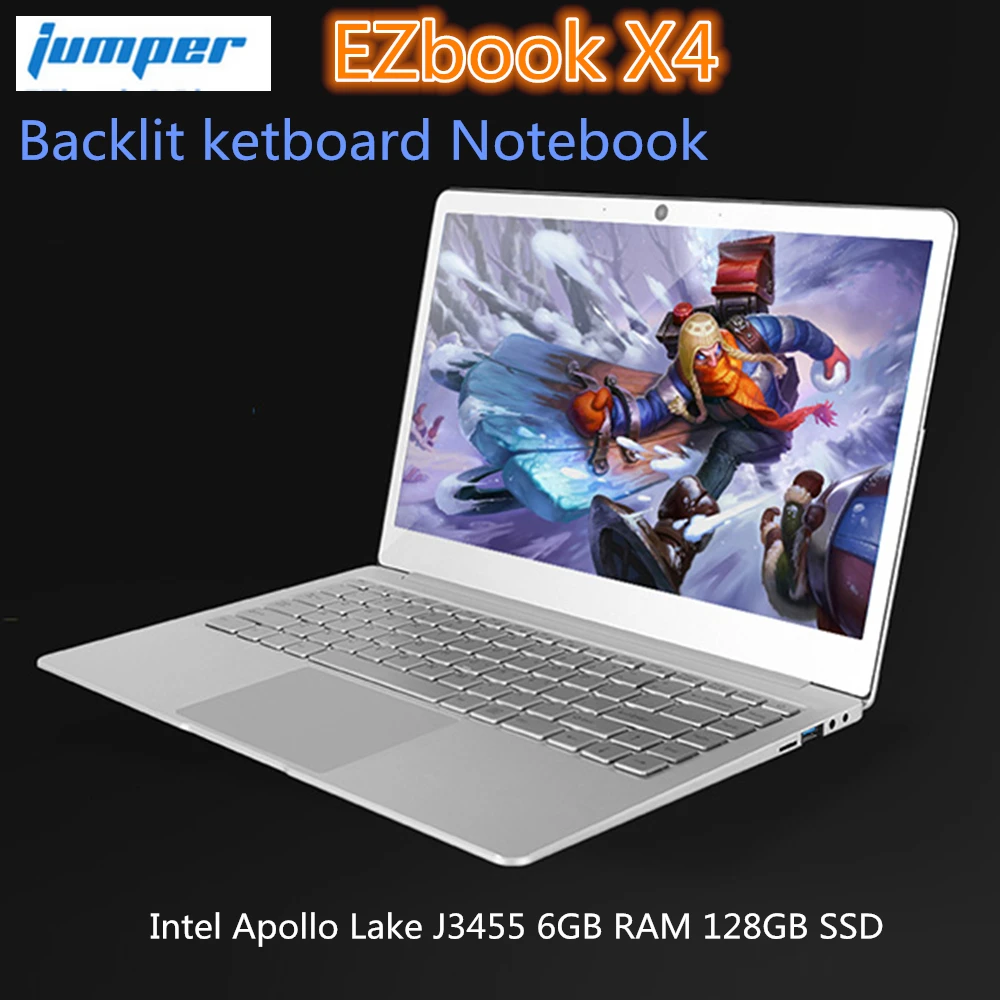 Джемпер EZbook X4 ноутбук 14 &quotips металлический корпус Intel Celeron 4 ядра J3455 6 ГБ 128