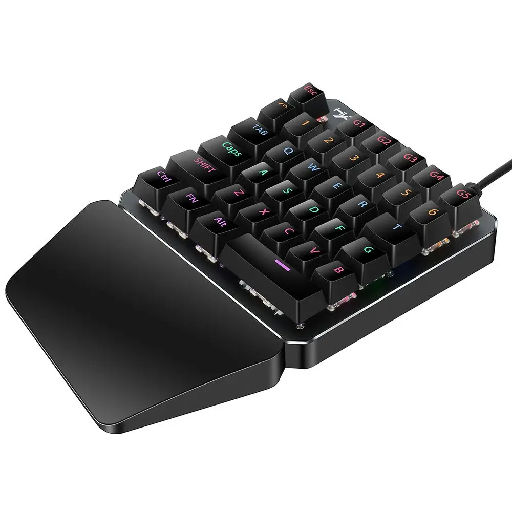 HXSJ J100 игровая мышь Проводная 35 клавиш для ноутбуков 7 подсветка зеленая ось