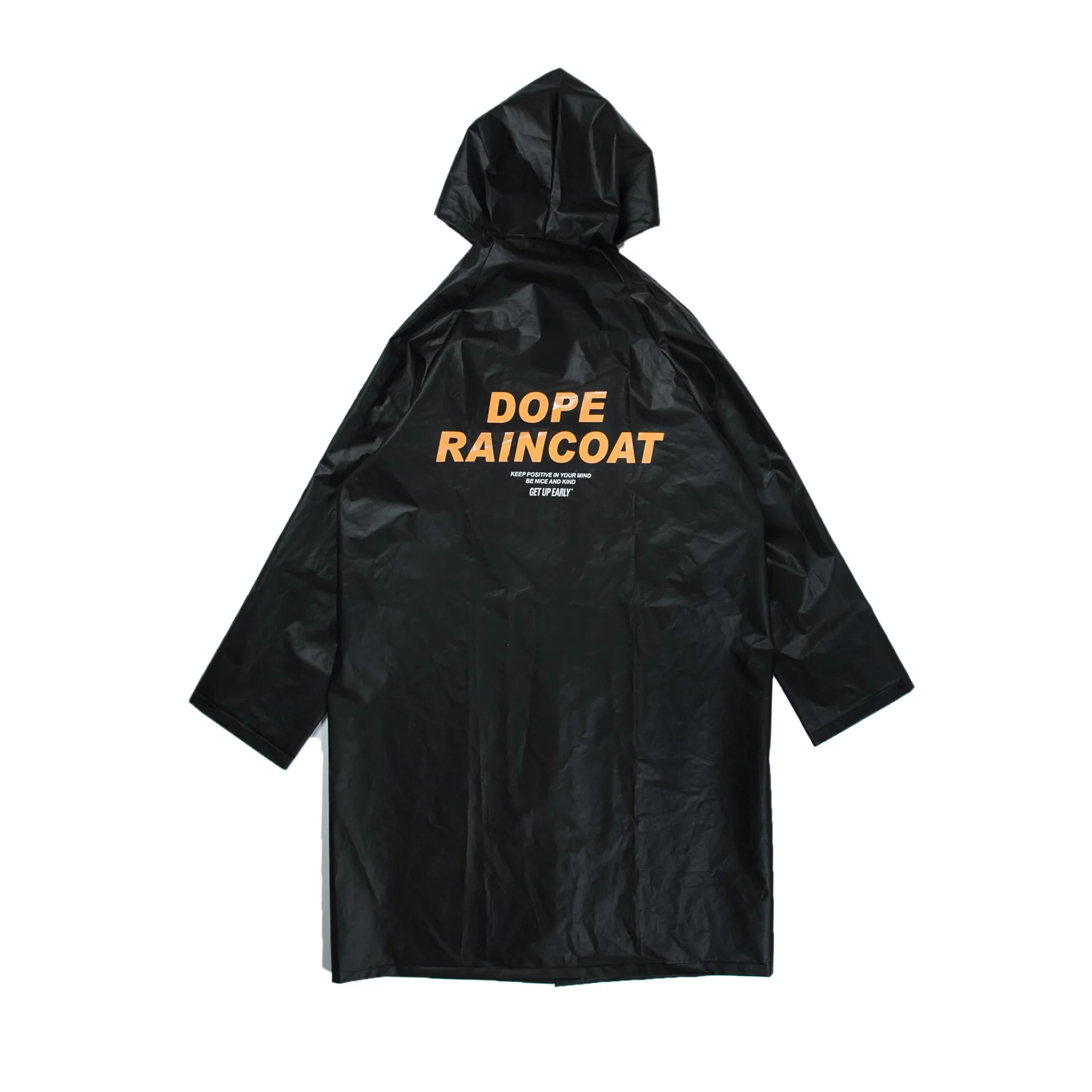 

Dope Raincoat Streetwear Cool Rain Men Long Coat Hiphop Summer with Hat Thin Oil Skins Yellow Students Plastic Raincoat Outside