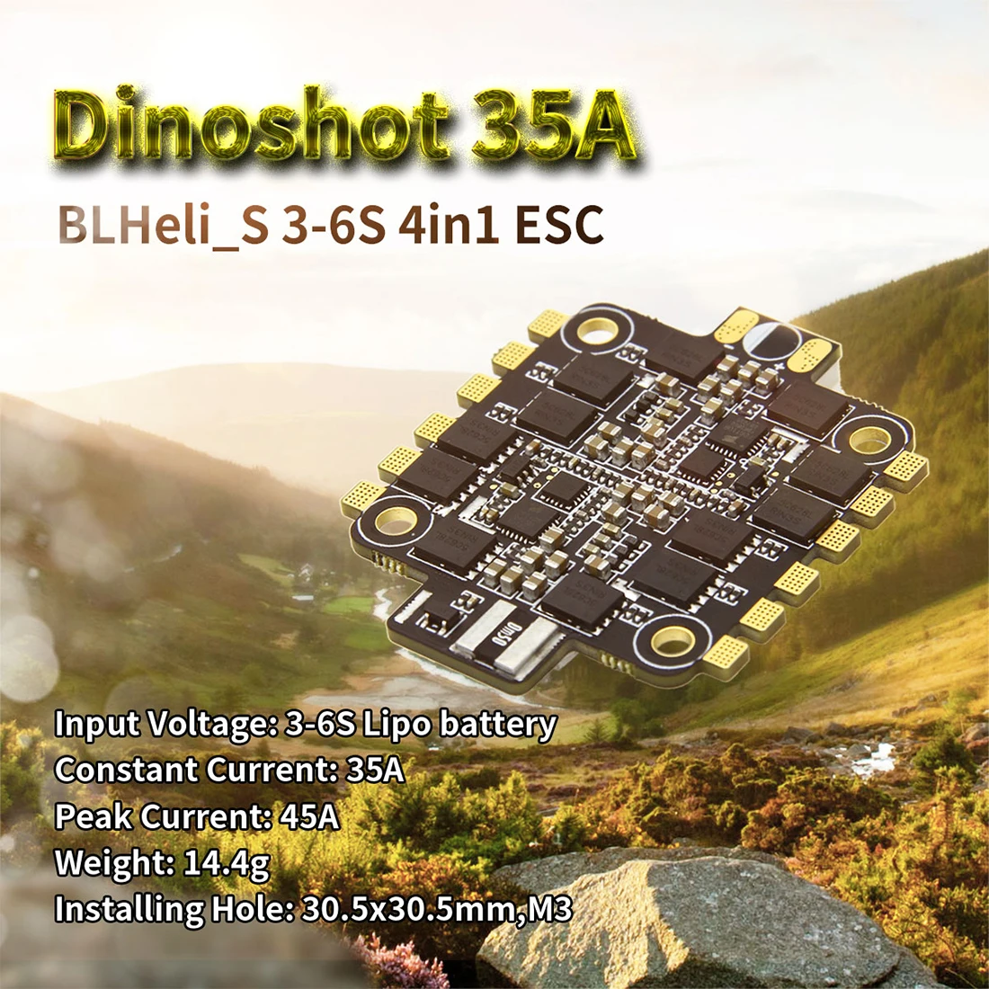 HGLRC DinoShot 35A 3 6S 4 в 1 ESC blheli _ S контроллер скорости для FPV гоночного дрона