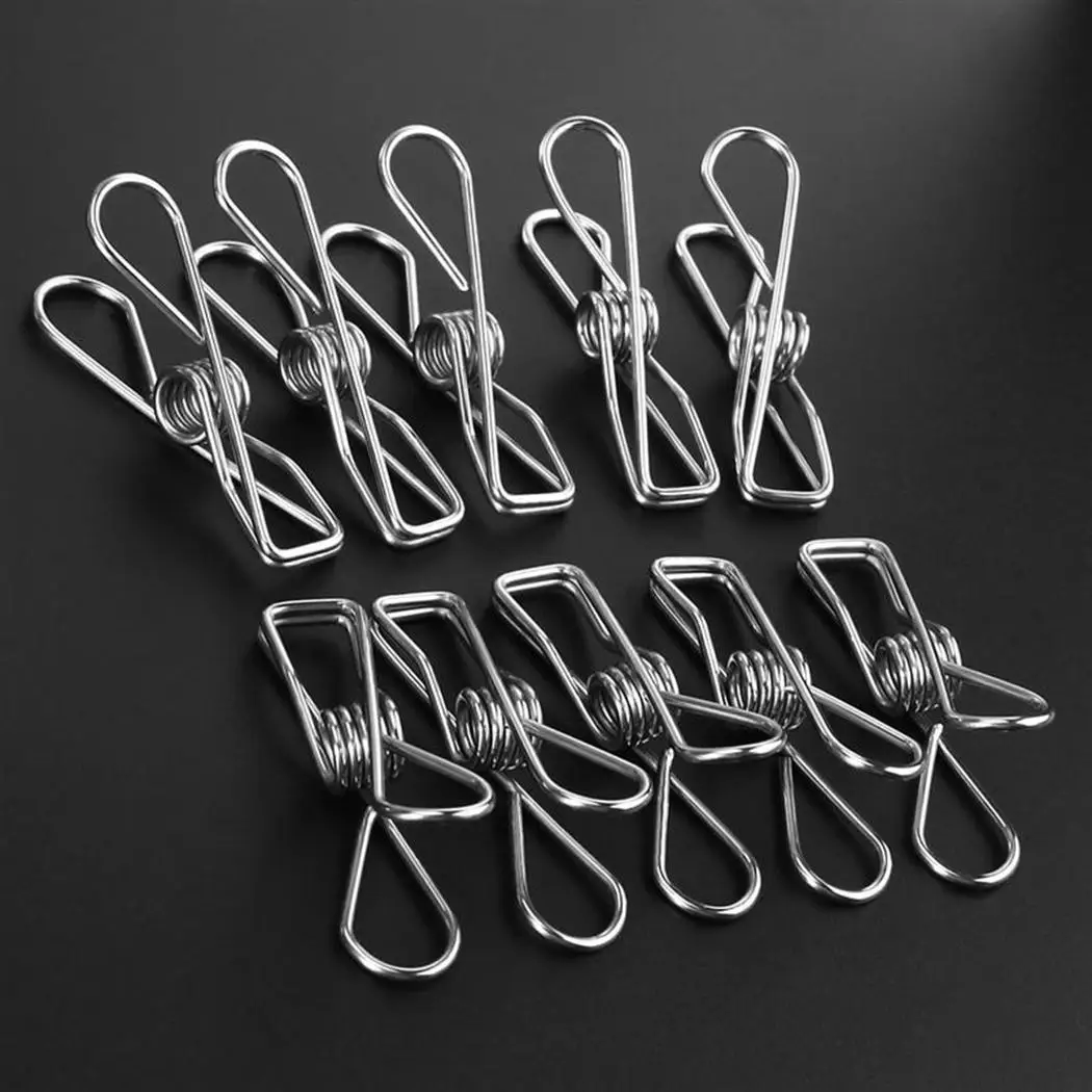 Household Stainless Steel Clips Clothespins Pegs Holders Solid Geometry Sealing Clip Silver Casual | Канцтовары для офиса и