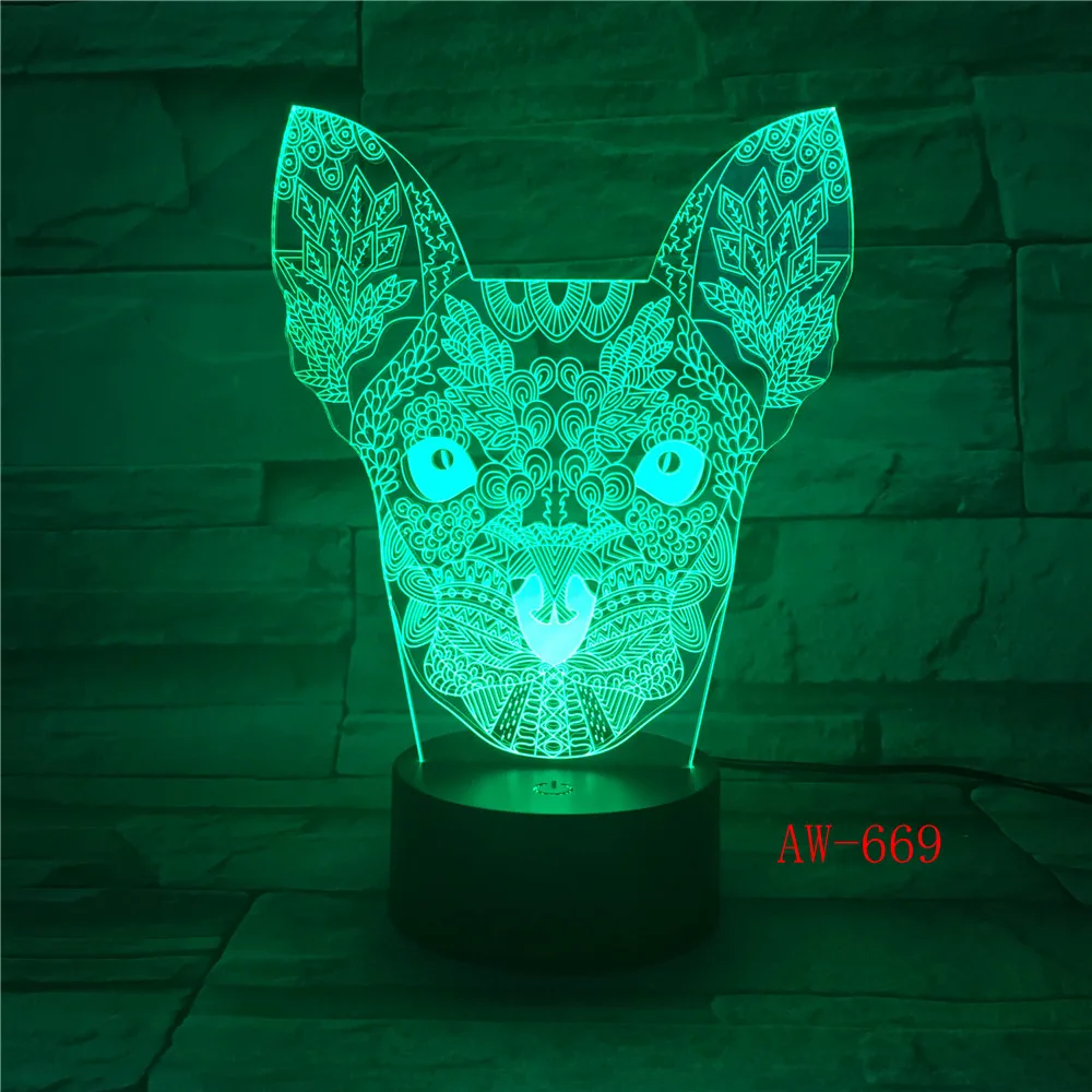 СВЕТОДИОДНЫЙ ночник в виде 3D кошки с USB-зарядкой комнатный декоративный