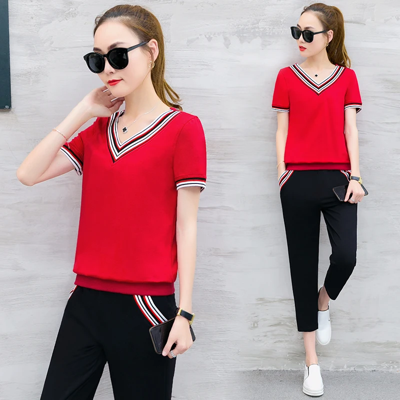 

Short Sleeve Two Piece Set Women Pant Suits 2 Piece Sets Womens Korean Outfit Casual Shorts Summer Fashion Clothes 2021
