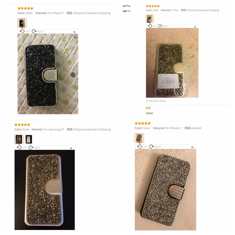 Кожаный чехол-книжка KISSCASE с бриллиантами для телефона чехол iPhone 5 5S SE 6 6S 7 8 Plus