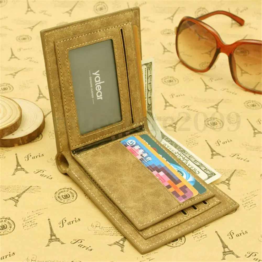 2018 New Style Hot Fashion Men's PU Leather Wallet Letter Pocket Patchwork Card Clutch Short Mini Wallets | Багаж и сумки